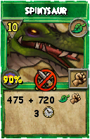Wizard101 Life spell card: Spinysaur, Spell ID 5641