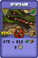 Wizard101 Life spell card: Spinysaur, Spell ID 5646