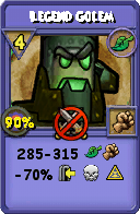 Wizard101 Life spell card: Legend Golem, Spell ID 5759