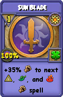 Wizard101 Sun spell card: Sun Blade, Spell ID 5365