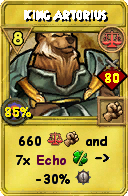 Wizard101 Balance spell card: King Artorius, Spell ID 6008