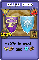 Wizard101 Fire spell card: Glacial Shield, Spell ID 6030