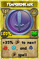 Wizard101 Myth spell card: Temperedblade, Spell ID 6044