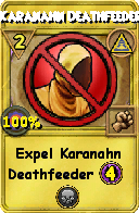Wizard101 Myth spell card: Karanahn Deathfeeder, Spell ID 6057
