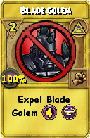 Wizard101 Myth spell card: Blade Golem, Spell ID 6059