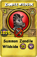 Wizard101 Myth spell card: Zandile Wildside, Spell ID 6083
