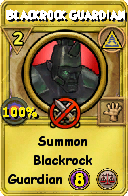 Wizard101 Myth spell card: Blackrock Guardian, Spell ID 6086