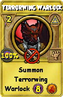 Wizard101 Myth spell card: Terrorwing Warlock, Spell ID 6091