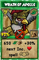 Wizard101 Life spell card: Wrath of Apollo, Spell ID 6097