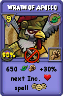Wizard101 Life spell card: Wrath of Apollo, Spell ID 6097