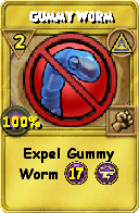 Wizard101 Myth spell card: Gummy Worm, Spell ID 6127