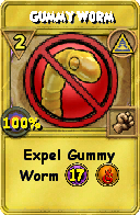 Wizard101 Myth spell card: Gummy Worm, Spell ID 6142
