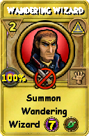 Wizard101 Myth spell card: Wandering Wizard, Spell ID 6148