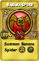 Wizard101 Myth spell card: Banana Spider, Spell ID 6149
