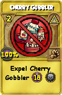 Wizard101 Myth spell card: Cherry Gobbler, Spell ID 6158