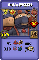 Wizard101 Balance spell card: Ninja Piglets, Spell ID 6163