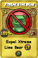 Wizard101 Myth spell card: Xtreme Lime Bear, Spell ID 6169