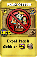 Wizard101 Myth spell card: Peach Gobbler, Spell ID 6173
