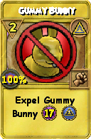 Wizard101 Myth spell card: Gummy Bunny, Spell ID 6187