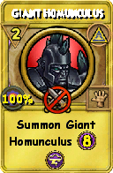Wizard101 Myth spell card: Giant Homunculus, Spell ID 6204
