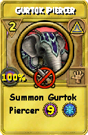 Wizard101 Myth spell card: Gurtok Piercer, Spell ID 6216