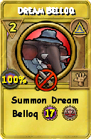 Wizard101 Myth spell card: Dream Belloq, Spell ID 6228