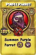 Wizard101 Myth spell card: Purple Parrot, Spell ID 6230