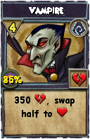 Wizard101 Shadow spell card: Vampire, Spell ID 6237