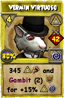 Wizard101 Myth spell card: Vermin Virtuoso, Spell ID 6238