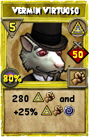 Wizard101 Myth spell card: Vermin Virtuoso, Spell ID 6240