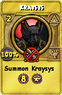 Wizard101 Myth spell card: Kraysys, Spell ID 6296