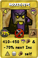 Wizard101 Storm spell card: Rocketstove, Spell ID 6301