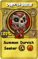 Wizard101 Myth spell card: Durvish Seeker, Spell ID 6309