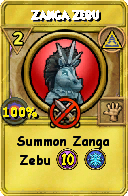 Wizard101 Myth spell card: Zanga Zebu, Spell ID 6311