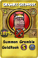 Wizard101 Myth spell card: Gramble GoldRook, Spell ID 6321
