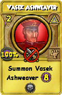 Wizard101 Myth spell card: Vasek Ashweaver, Spell ID 6323