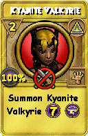 Wizard101 Myth spell card: Kyanite Valkyrie, Spell ID 6335