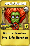 Wizard101 Death spell card: Mutate Banshee, Spell ID 6336