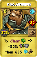 Wizard101 Ice spell card: King Artorius, Spell ID 6340