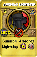 Wizard101 Myth spell card: Amedras Lightstep, Spell ID 6341