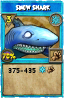 Wizard101 Ice spell card: Snow Shark, Spell ID 6349