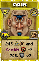 Wizard101 Myth spell card: Cyclops, Spell ID 6366