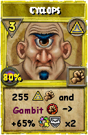 Wizard101 Myth spell card: Cyclops, Spell ID 6367