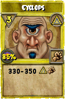 Wizard101 Myth spell card: Cyclops, Spell ID 6368