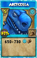 Wizard101 Ice spell card: Arcticzilla, Spell ID 6381