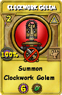 Wizard101 Myth spell card: Clockwork Golem, Spell ID 6388
