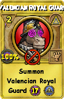 Wizard101 Myth spell card: Valencian Royal Guard, Spell ID 6397