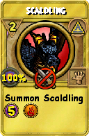 Wizard101 Myth spell card: Scaldling, Spell ID 6405