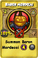 Wizard101 Myth spell card: Baron Mordecai, Spell ID 6416