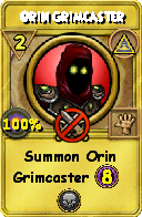 Wizard101 Myth spell card: Orin Grimcaster, Spell ID 6417